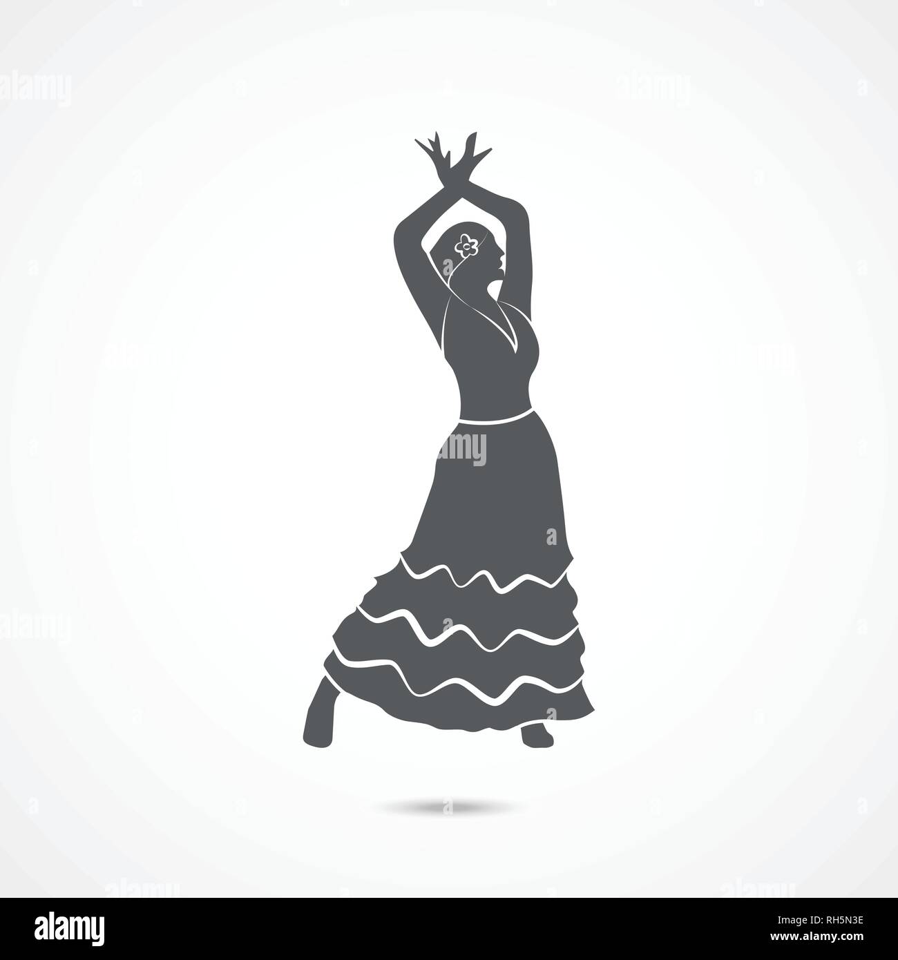 La ballerina di flamenco icona su sfondo bianco Illustrazione Vettoriale
