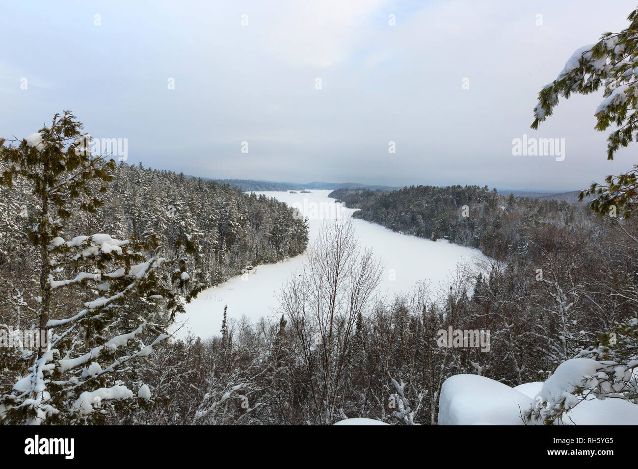 New Scenic 5 posti si affacciano ad ovest di pelle orso lago lungo la Caribou Coffee Company Rock Trail in acque di confine canoa Area Wilderness BWCA nel nord del Minnesota, Stati Uniti d'America Foto Stock