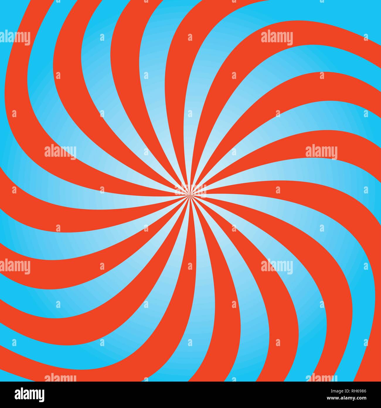 Funky astratto sfondo blu con un gradiente radiale e illustrazione di twisty strisce. Illustrazione Vettoriale