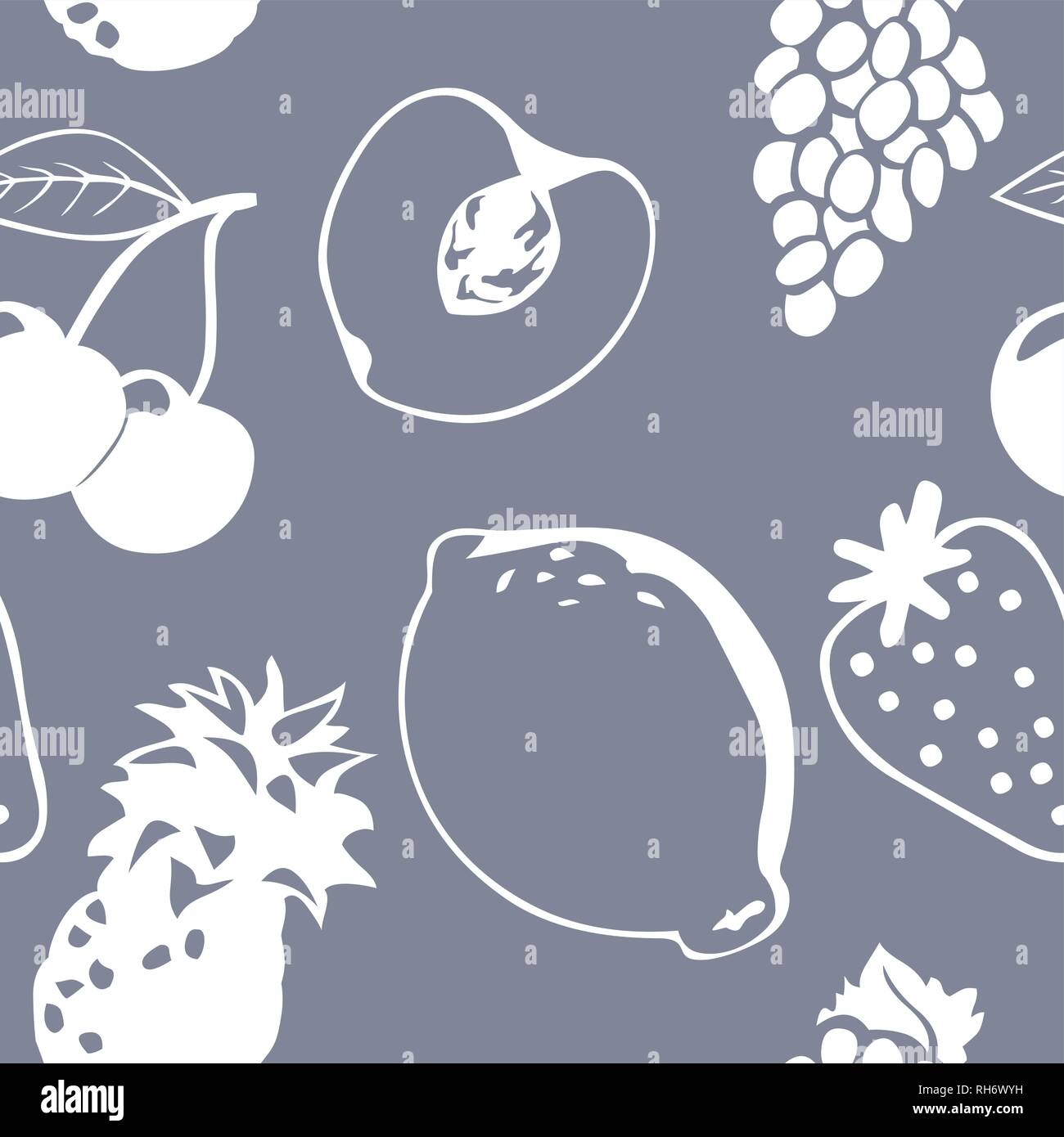 Frutti seamless pattern vettore icona sfondo nero Illustrazione Vettoriale