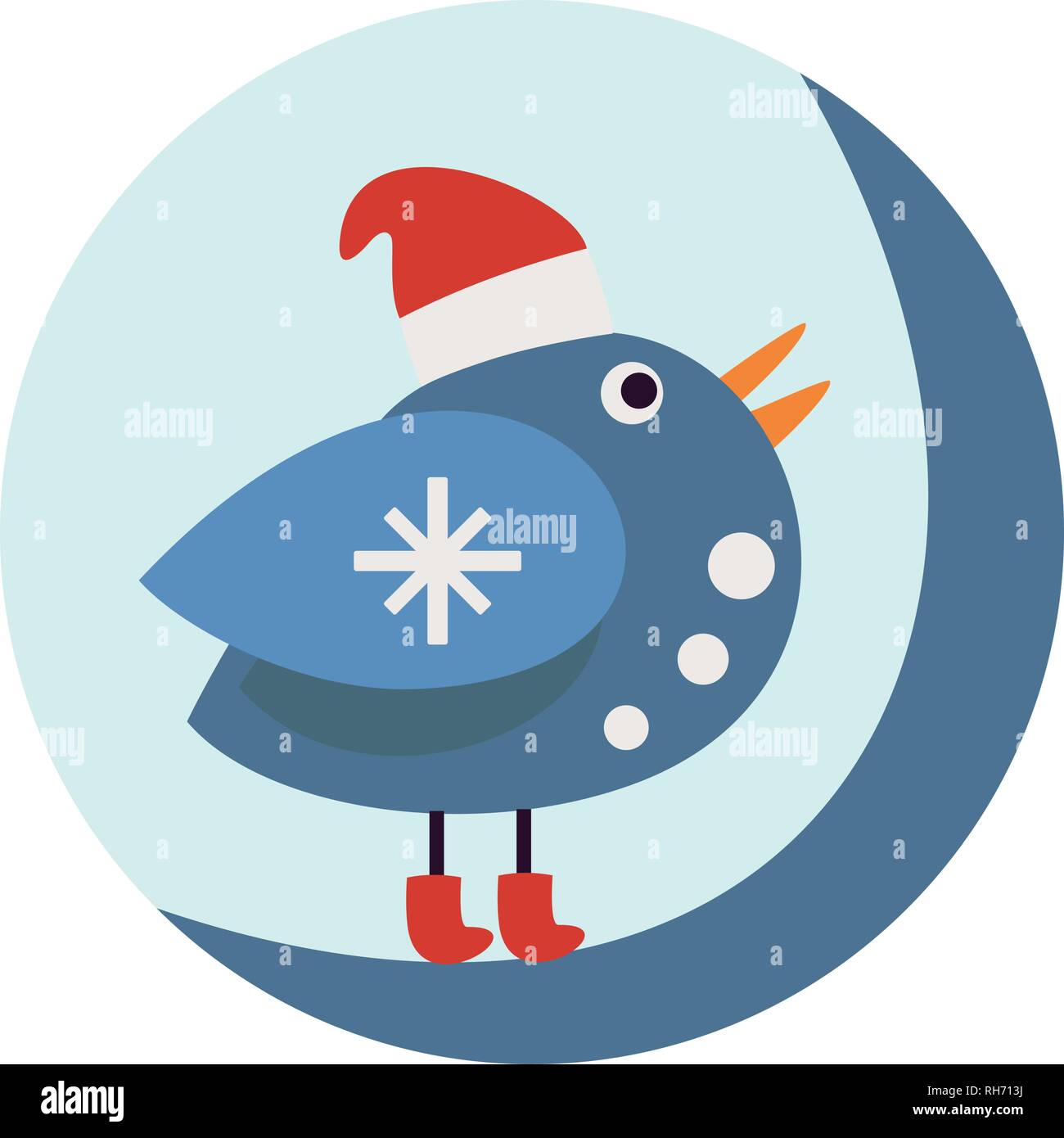Bella illustrazione vettoriale con belle buffo uccello. Scheda di Natale, poster. Vettore di stock. Illustrazione Vettoriale