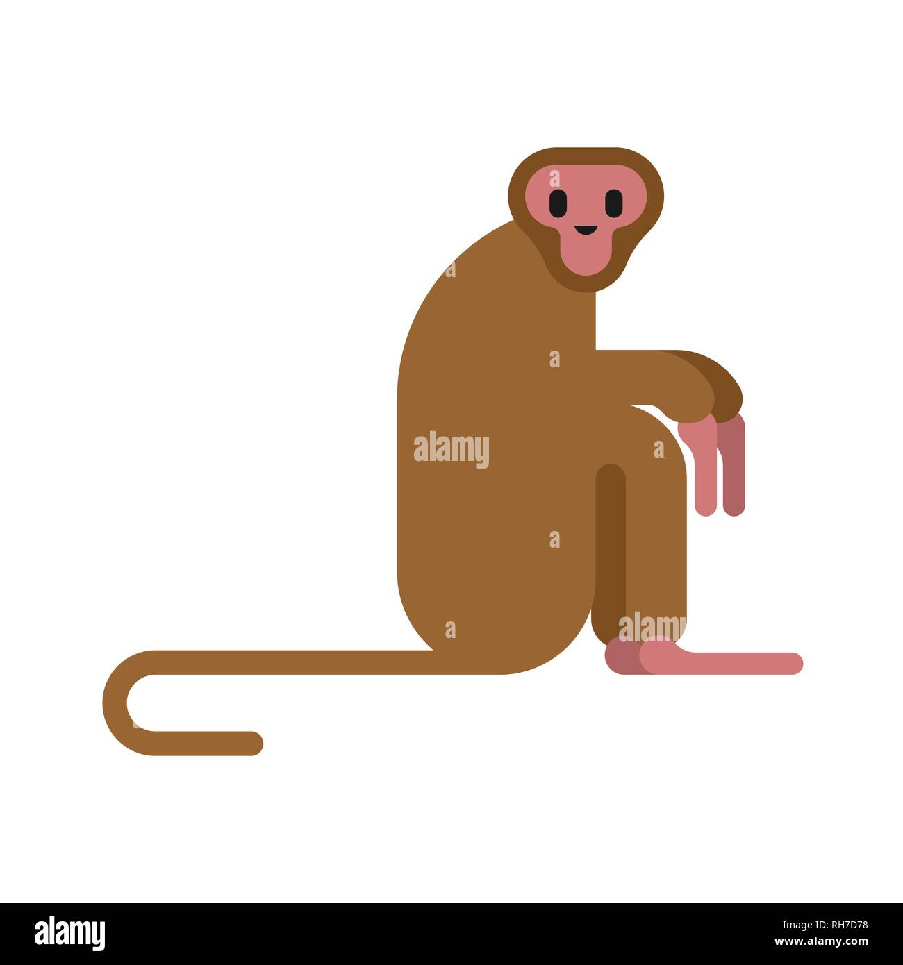 Scimmia macaco isolato. Animale mammifero vettore della fauna selvatica Illustrazione Vettoriale