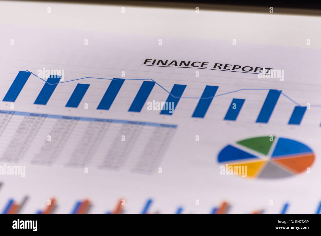 Finanza aziendale, contabilità, statistiche e ricerche analitiche concetto. Contabilità finanziaria Foto Stock