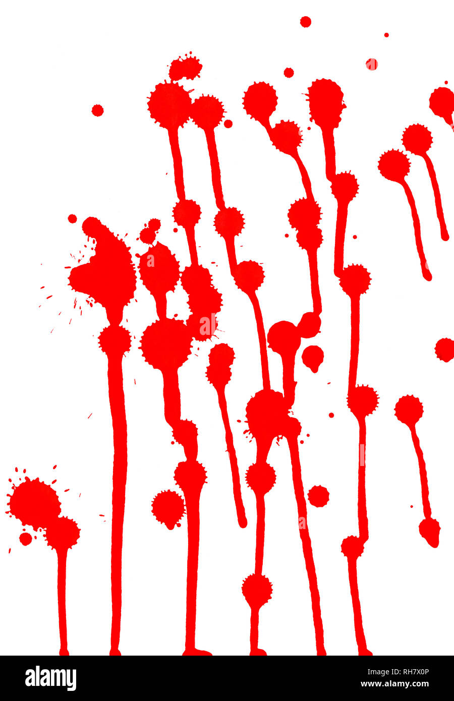 Sfondo bianco con un rosso scende Foto Stock