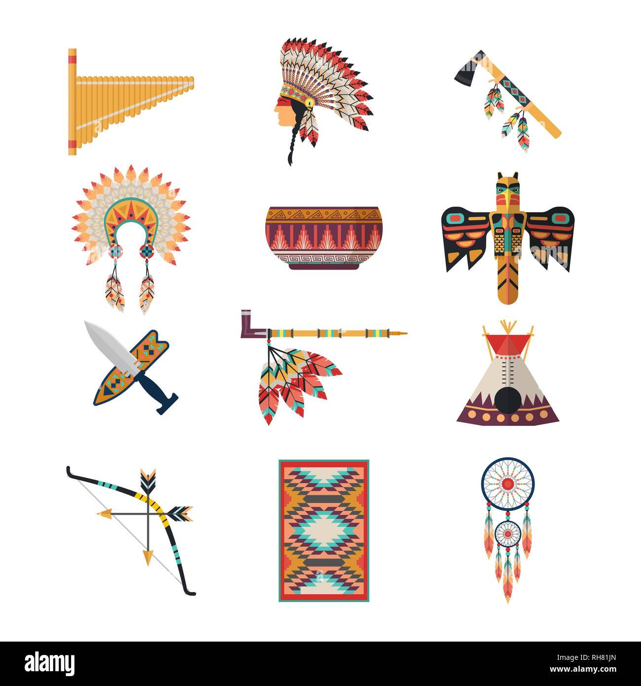 American Indian simboli Illustrazione Vettoriale
