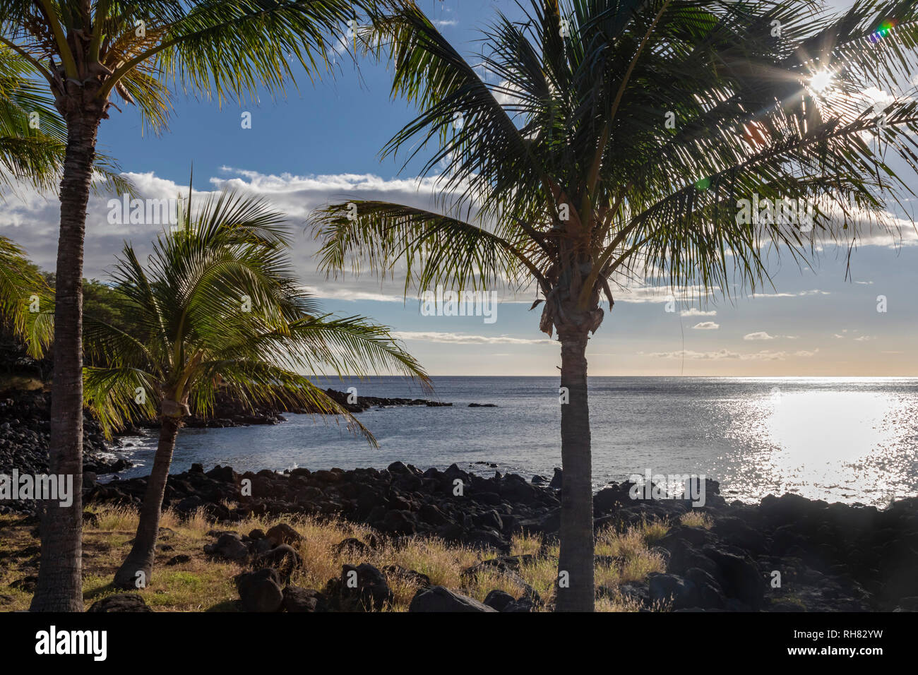 Hawi, Hawaii - l'Oceano Pacifico a Kapa'a Beach Park sulla grande isola della costa nord-occidentale. Foto Stock