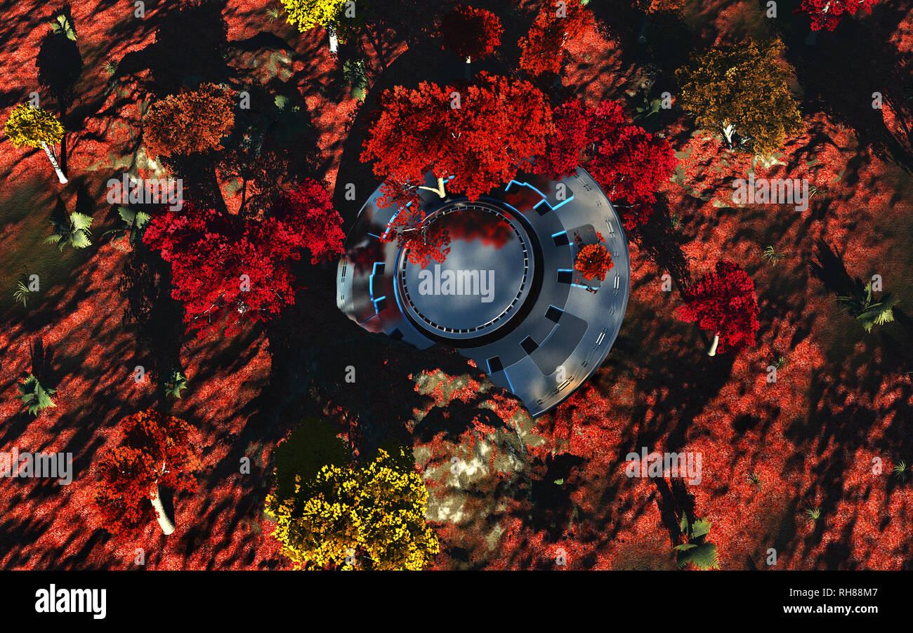 Un UFO crash site. Foto Stock