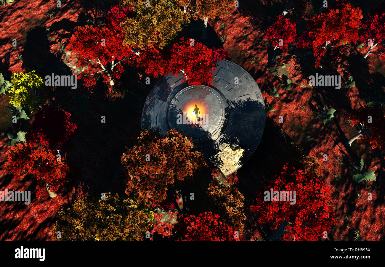 Un UFO crash site. Foto Stock