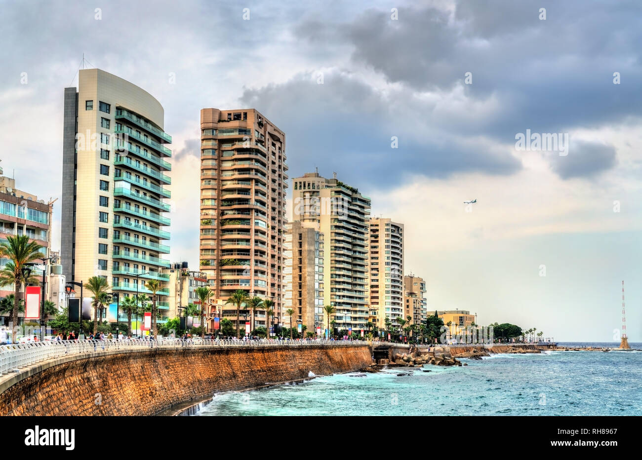 Il Corniche lungomare a Beirut, Libano Foto Stock