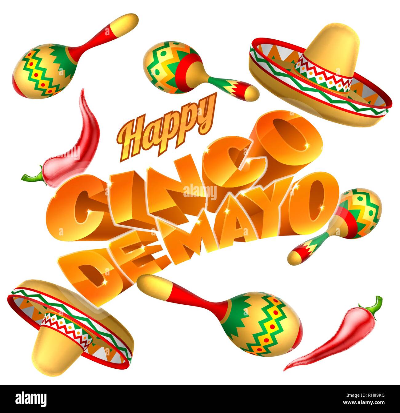 Cinco De Mayo vacanza messicana sfondo a tema Illustrazione Vettoriale