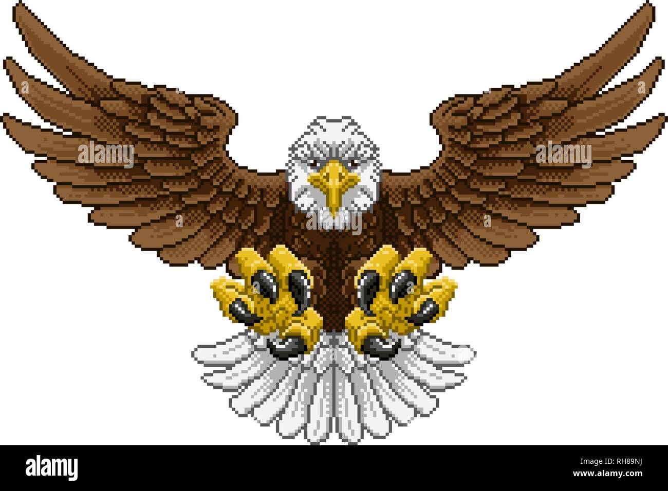 Eagle Pixel Art gioco arcade mascotte cartoon Illustrazione Vettoriale