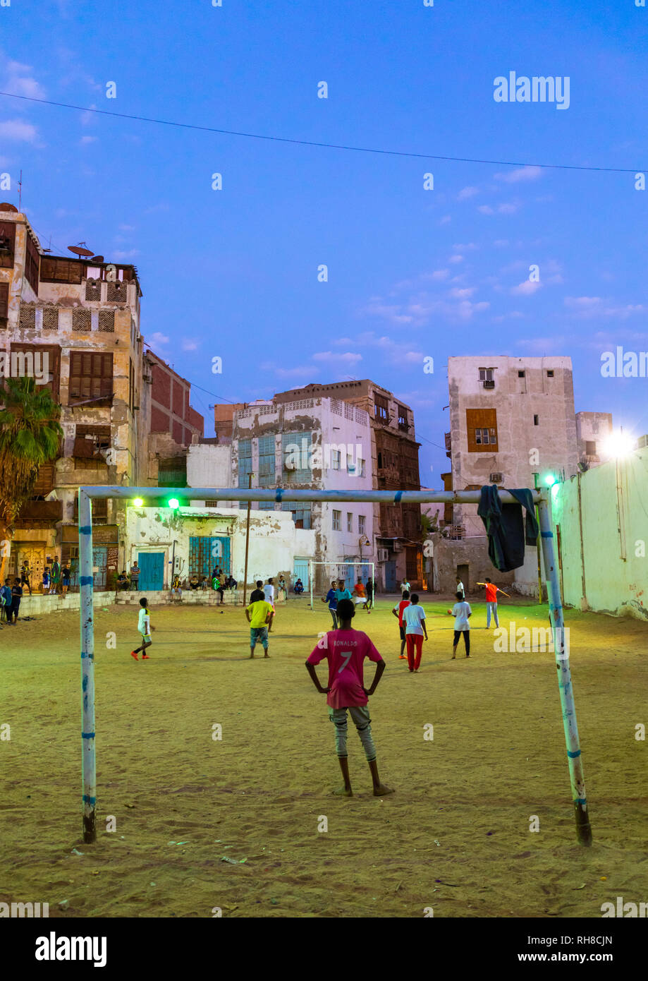 Le vecchie case in legno mashrabiyas di al-Balad trimestre, Mecca provincia, Jeddah, Arabia Saudita Foto Stock