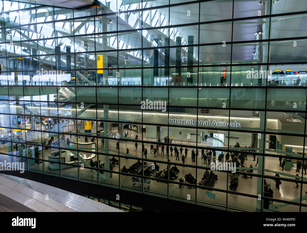Londra, Inghilterra - 24 gennaio 2019. Il livello di arrivo all'Aeroporto di Londra Heathrow di Londra Inghilterra. Foto Stock