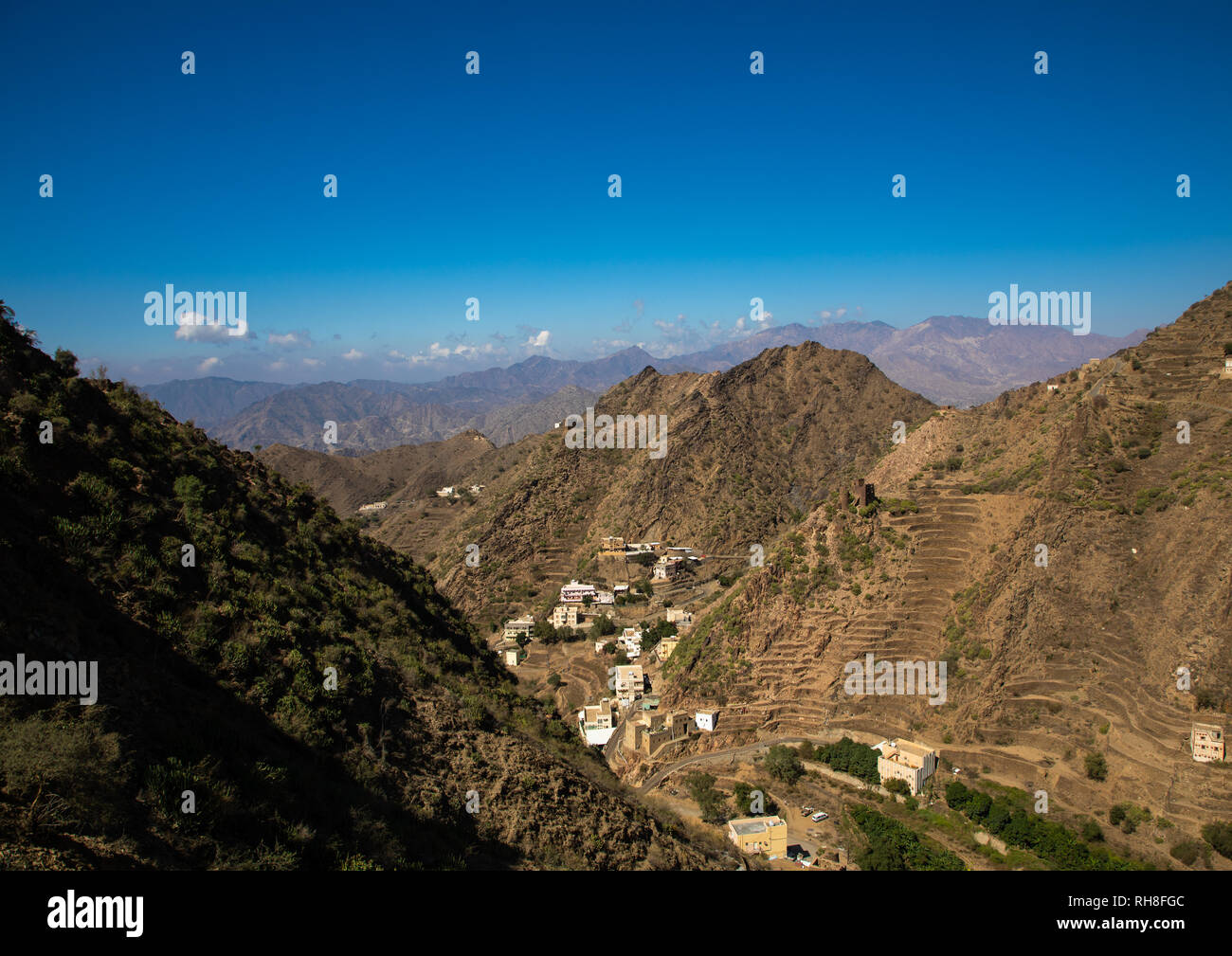 Villaggio di montagna, Jizan Provincia, Addayer, Arabia Saudita Foto Stock