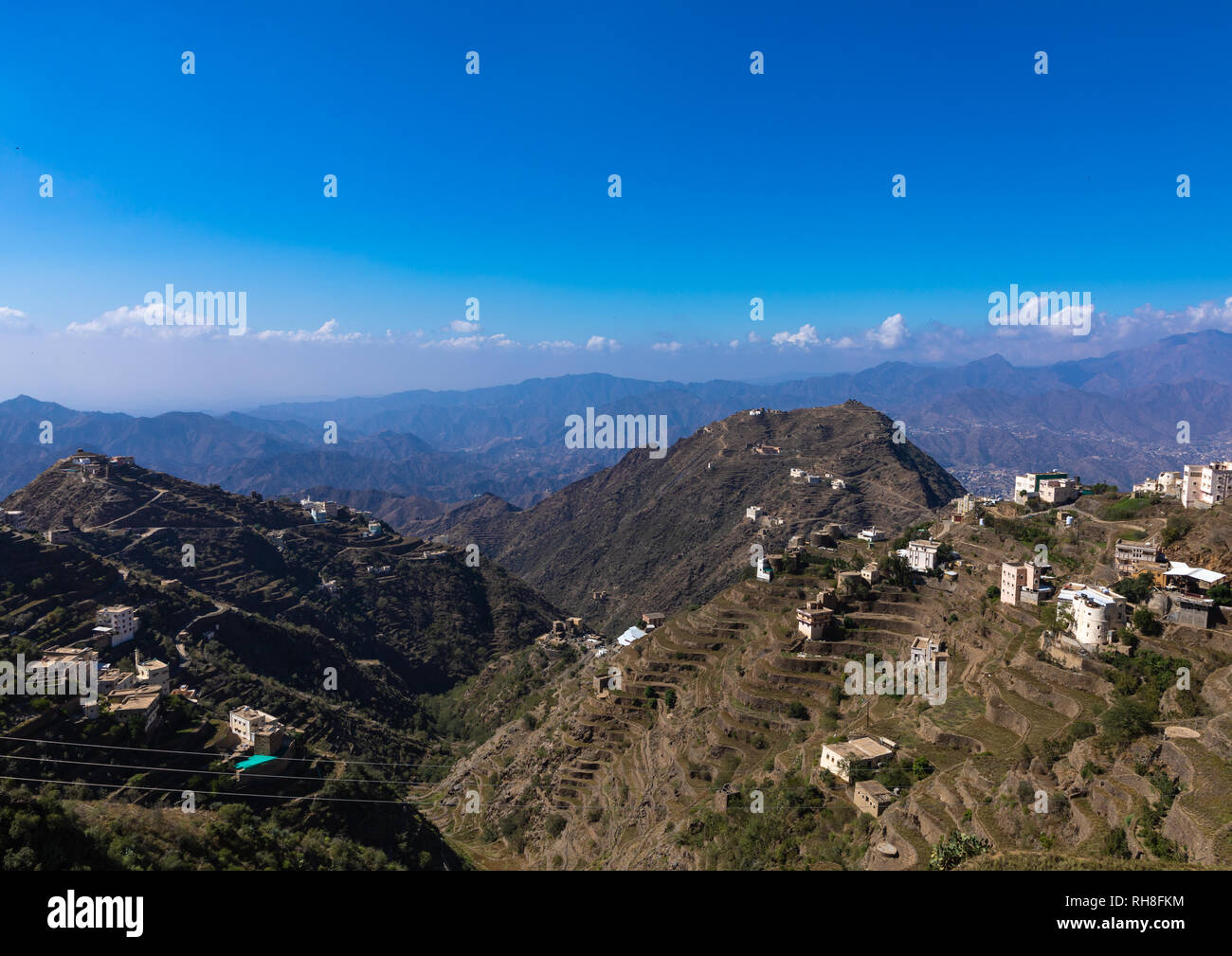 Moderno villaggio in montagna, Jizan Provincia, Addayer, Arabia Saudita Foto Stock