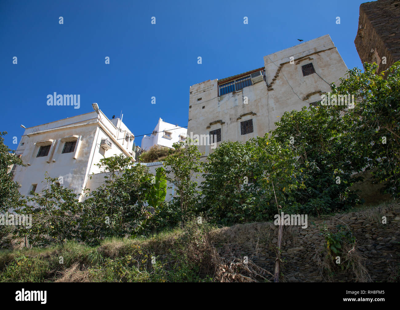 Vecchia casa in una piantagione di caffè, Jizan Provincia, Addayer, Arabia Saudita Foto Stock
