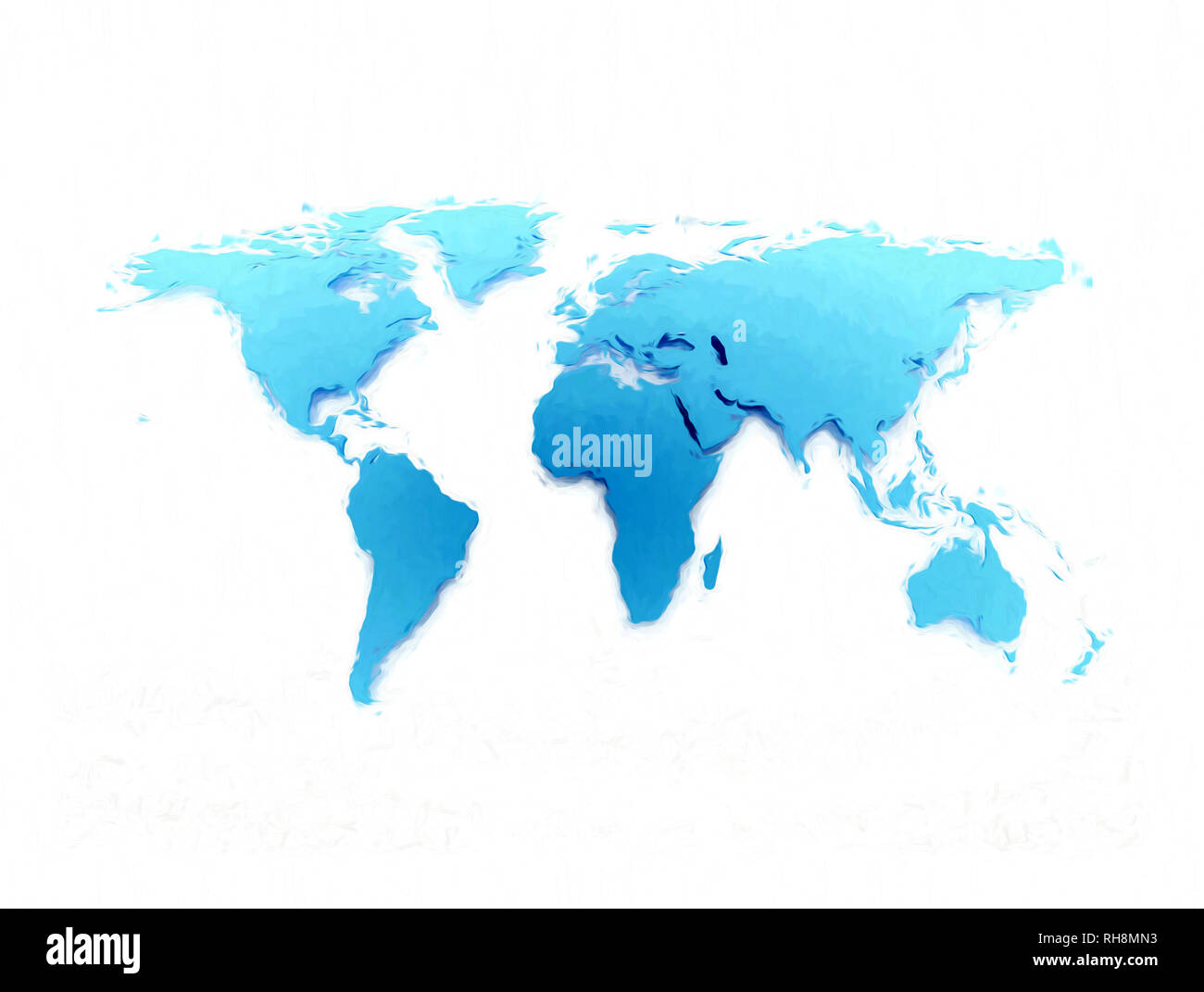 Blue business world map isolato su bianco Foto Stock