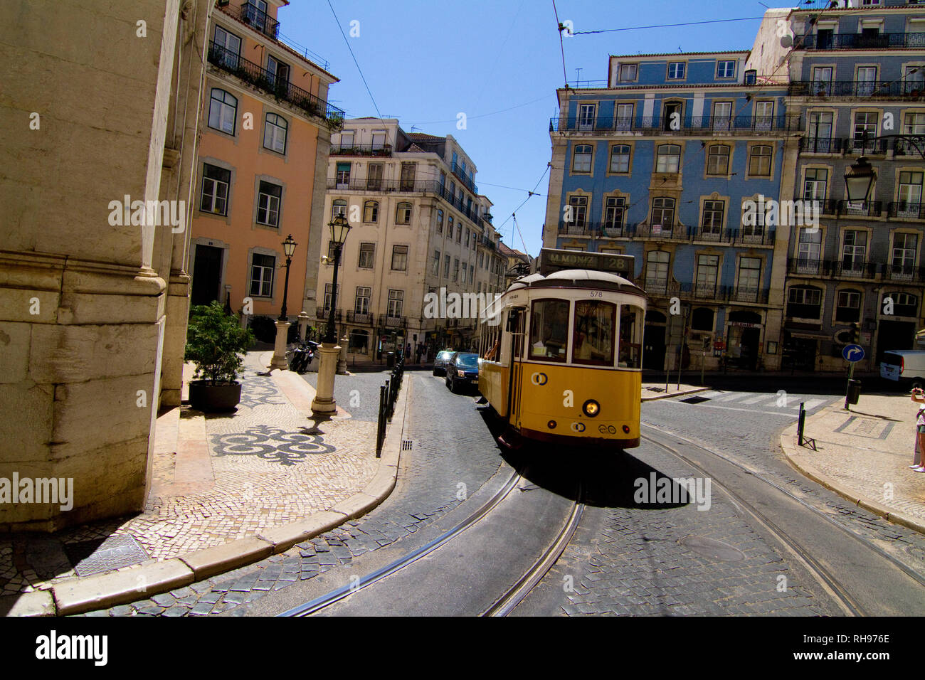 Linea di tram a Lison Portogallo Foto Stock