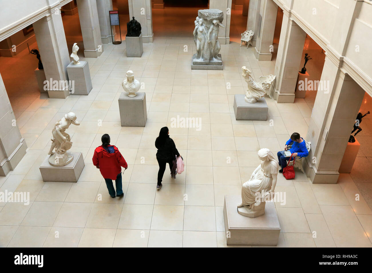 Corte di scultura con i visitatori in Art Institute of Chicago.Chicago.Illinois. Stati Uniti d'America Foto Stock