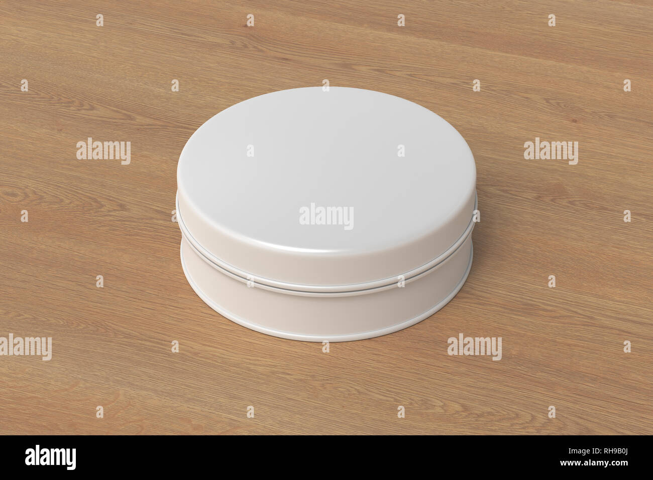 Contenitore bianco per cosmetici di bellezza o vaso crema su sfondo di legno. Con il tracciato di ritaglio intorno al contenitore Foto Stock
