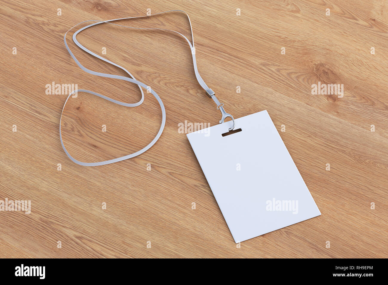 Carta d'identità vuota su sfondo in legno Foto Stock