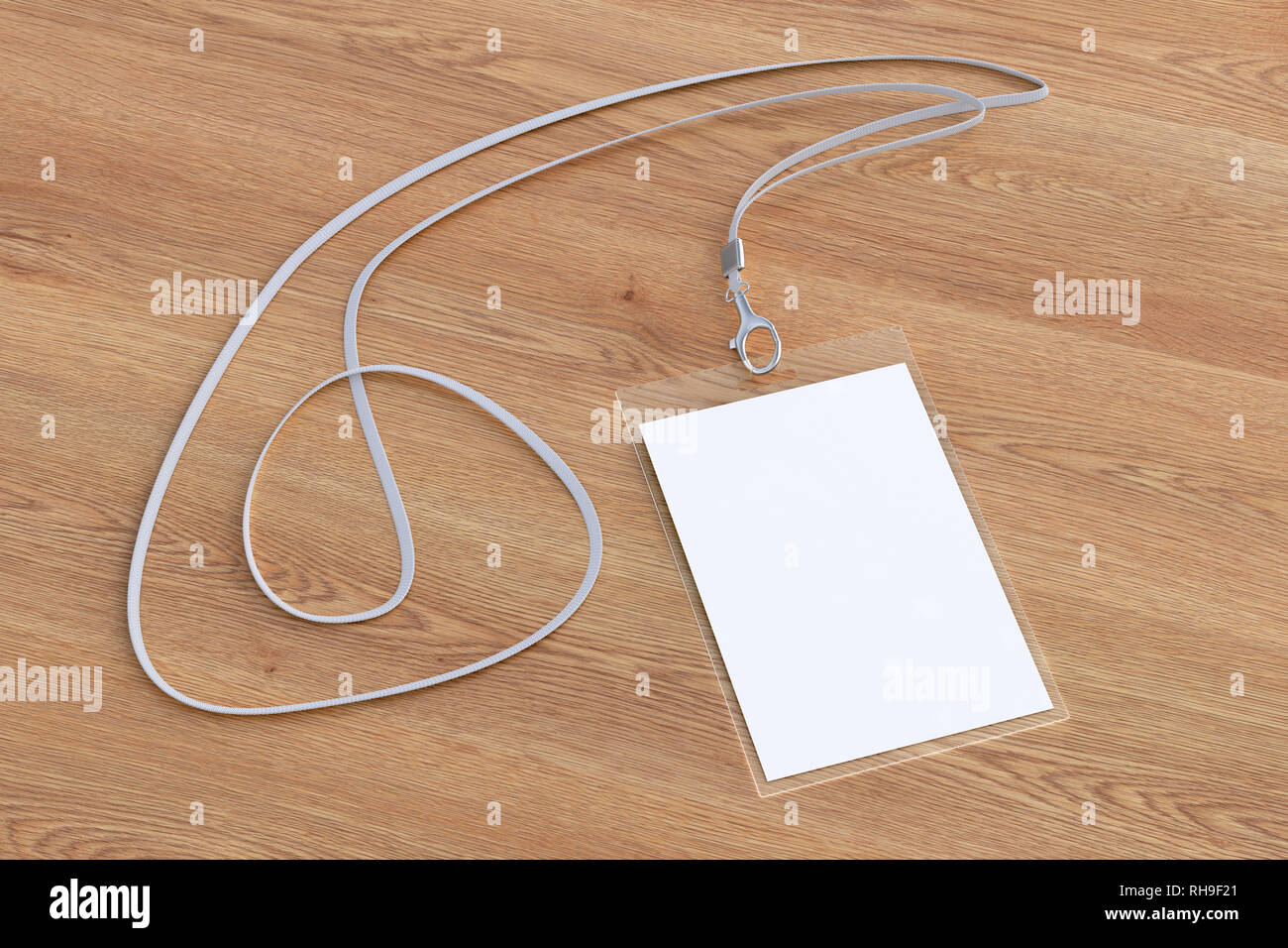 Carta di sicurezza d'identità vuota su sfondo di legno Foto Stock