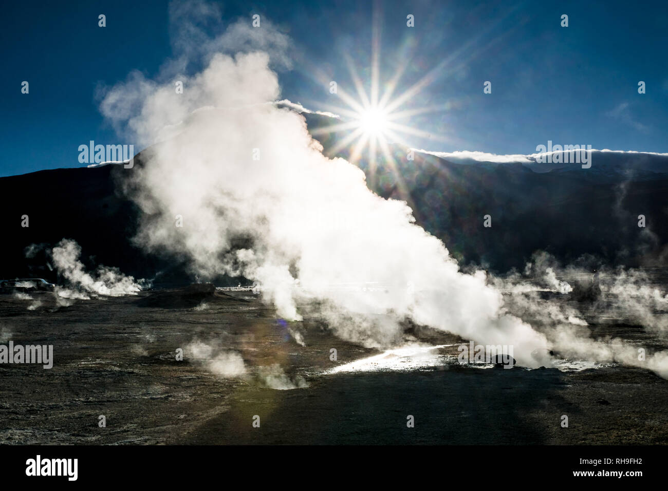 El Tatio è ben noto come un campo geotermico in Cile ed è il più grande campo di geyser nell emisfero sud con circa il 8 per cento di tutti i geyser Foto Stock El Tatio è ben noto come un campo geotermico in Cile ed è il più grande campo di geyser nell emisfero sud con circa il 8 per cento di tutti i geyser Foto Stock