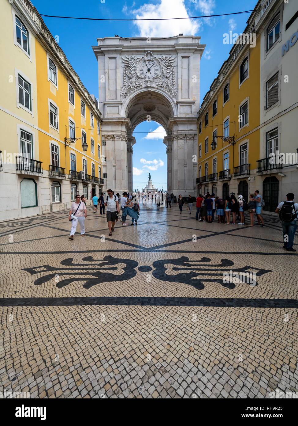 Arc de Triomphe Arco da Rua Augusta, Baixa, Lisbona, Portogallo Foto Stock
