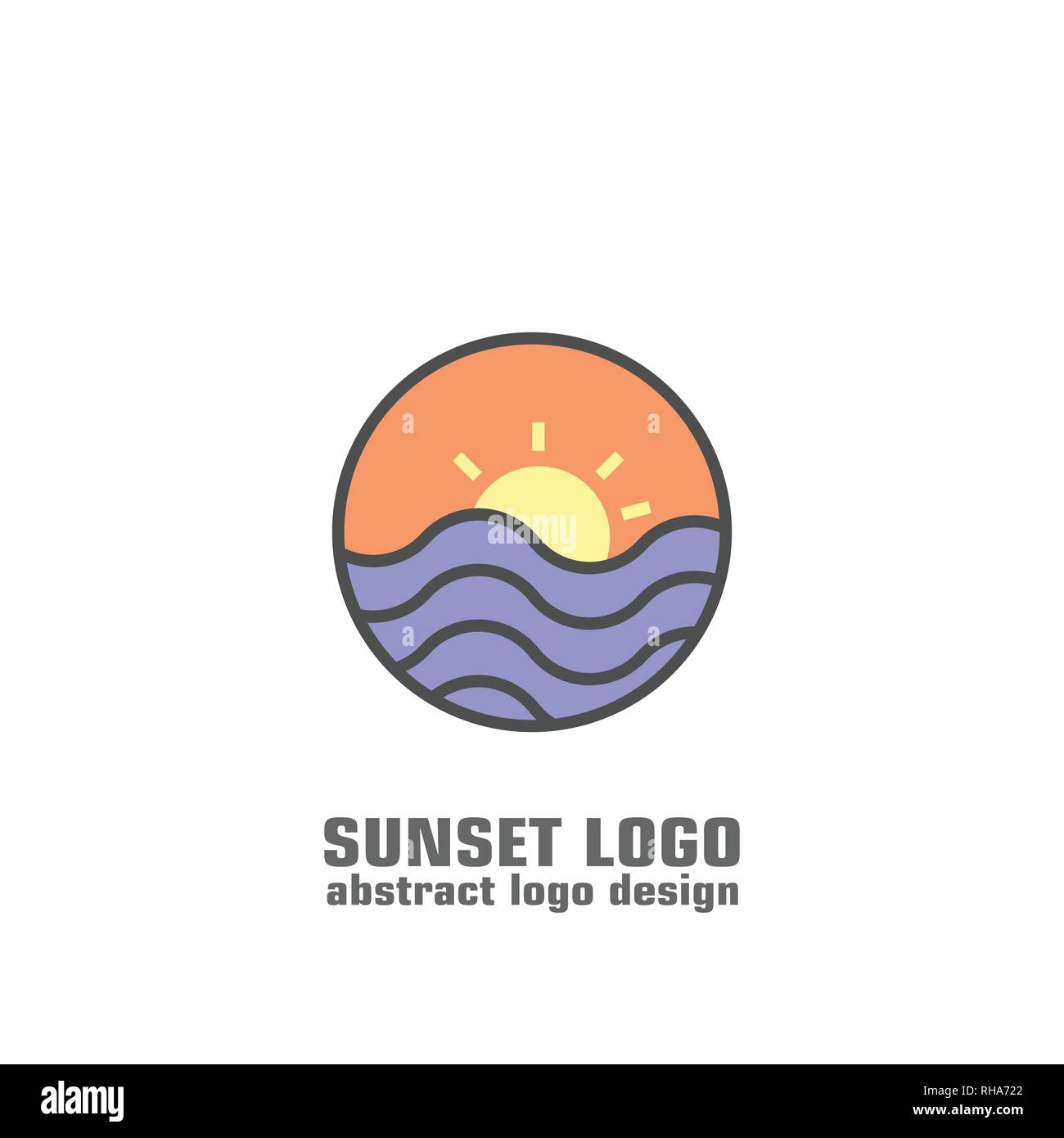 Sunset logo design vettoriali, abstract logo aziendale. Illustrazione Vettoriale