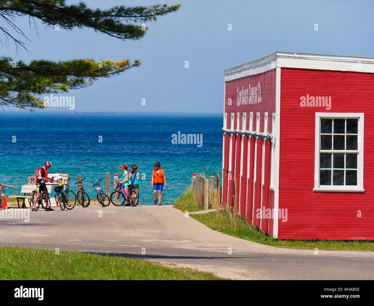 Cannery Boathouse Museum, Glen Haven villaggio storico, Sleeping Bear Dunes National Lakeshore, Impero, Michigan, Stati Uniti d'America Foto Stock