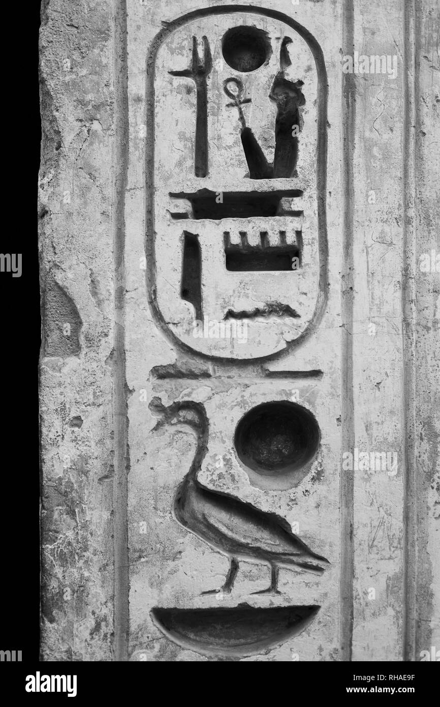 Geroglifici egiziani, Luxor, Egitto Foto Stock