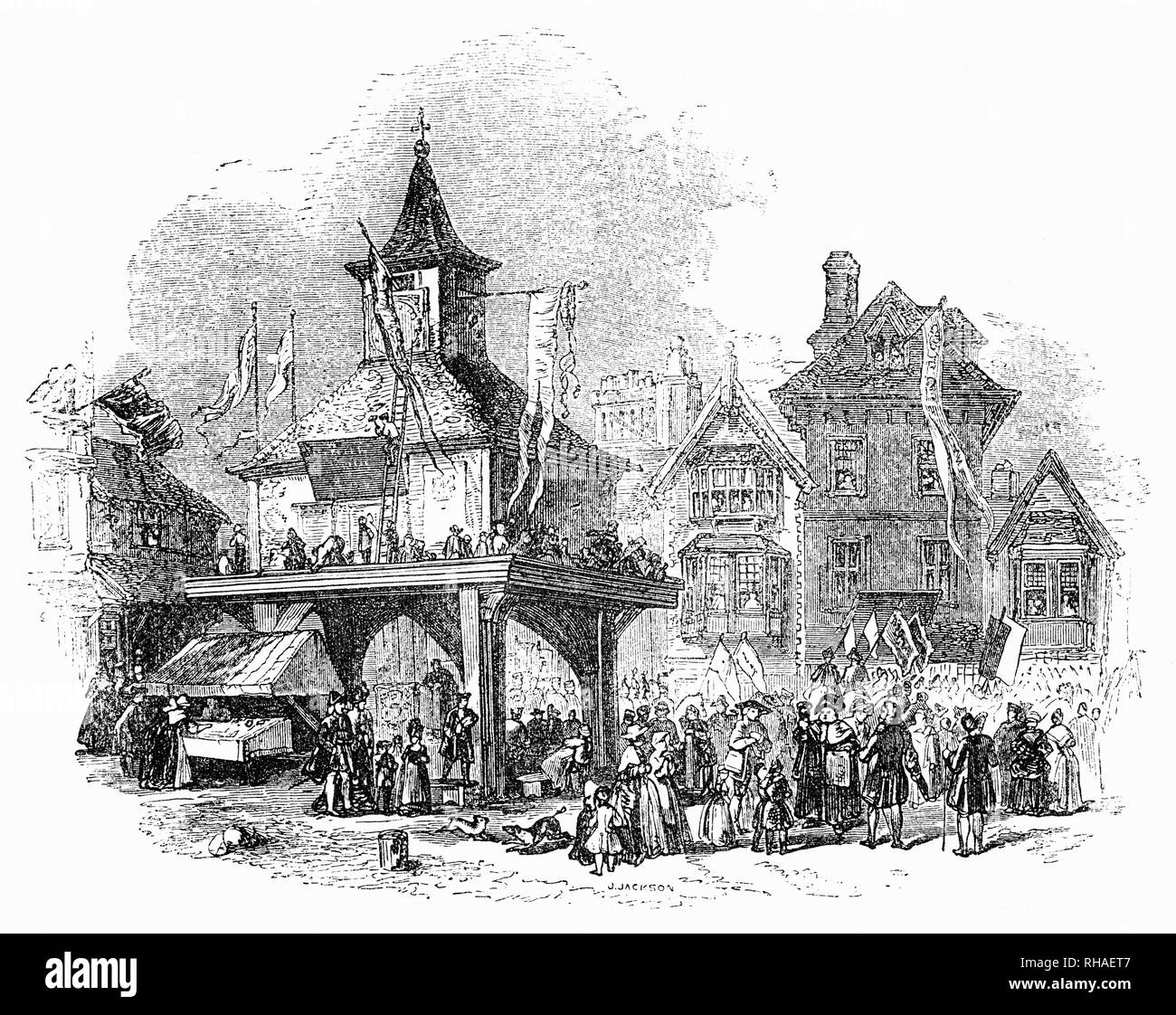Il Giubileo di Shakespeare in scena a Stratford-upon-Avon tra il 6 e il 8 settembre 1769 è stata organizzata dall'attore di teatro e di manager David Garrick per celebrare il Giubileo della nascita di William Shakespeare. Egli ha previsto la celebrazione con grandi figure dal London culturale, politico ed economico mondiale partecipando e ha supervisionato la costruzione di una grande rotonda, sulla base di quella in Ranelagh Gardens a Londra, che potevano contenere 1.000 spettatori. Foto Stock