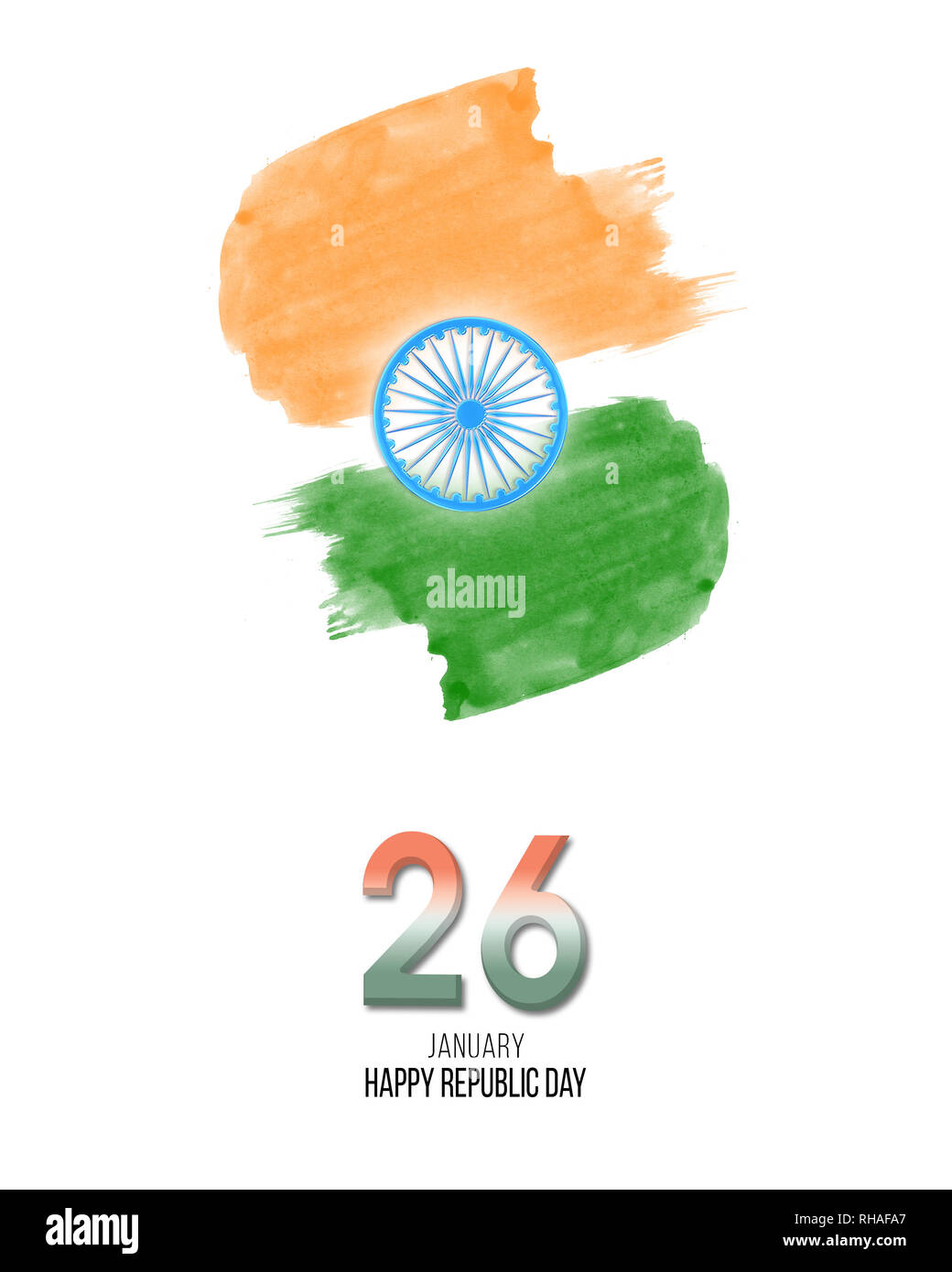 Poster del felice il giorno della Repubblica dell' India sul gennaio 26 Modello con bandiera nazionale dell'India elemento per la progettazione Foto Stock