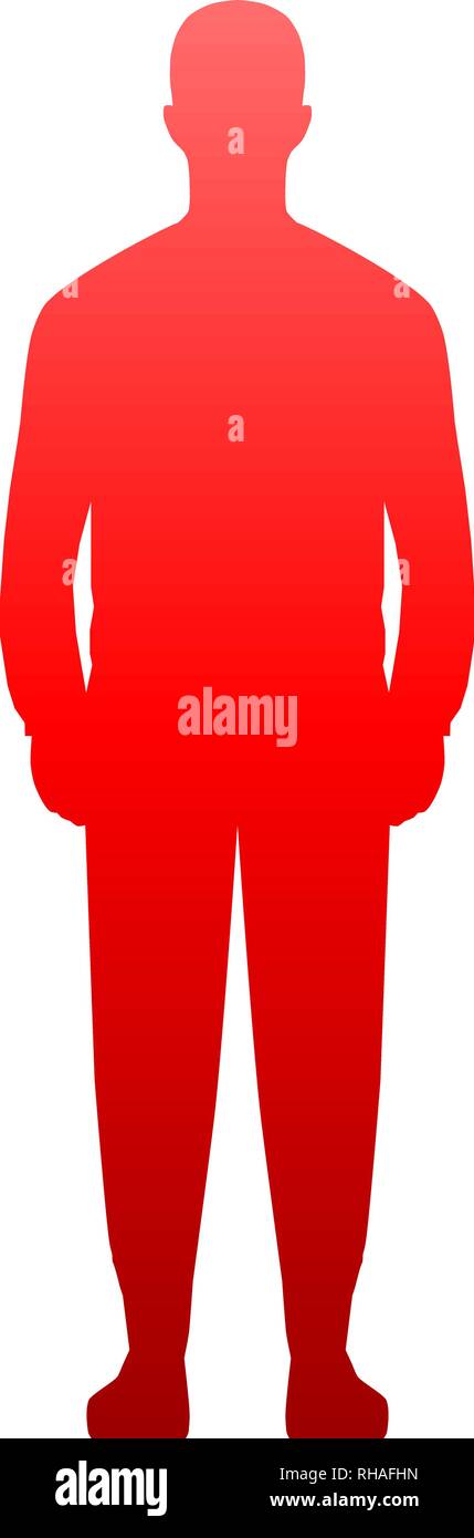 Man Standing silhouette - gradiente rosso, isolato - illustrazione vettoriale Illustrazione Vettoriale