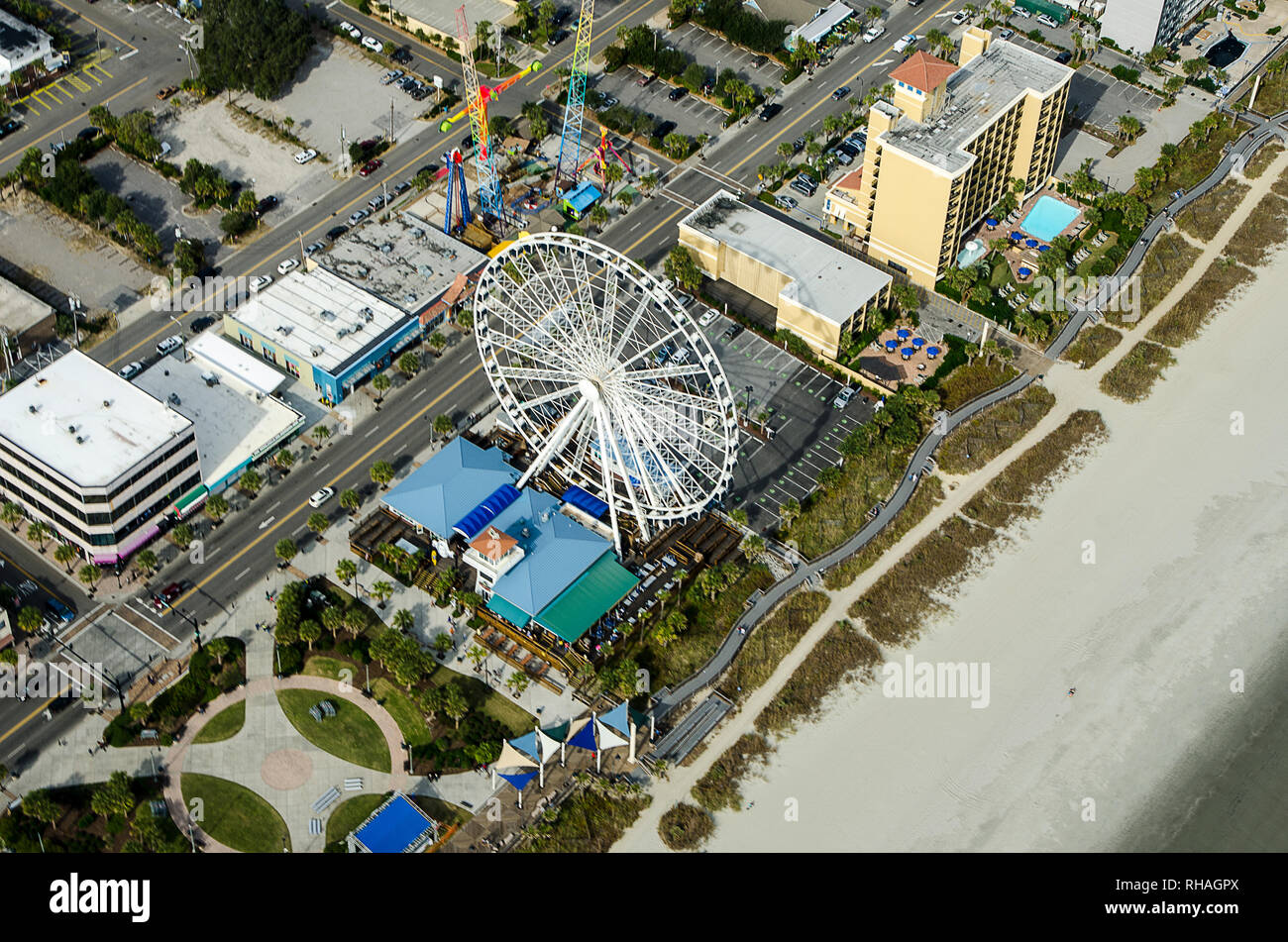 Vista aerea del Grand Strand di Myrtle Beach, Carolina del Sud Foto Stock