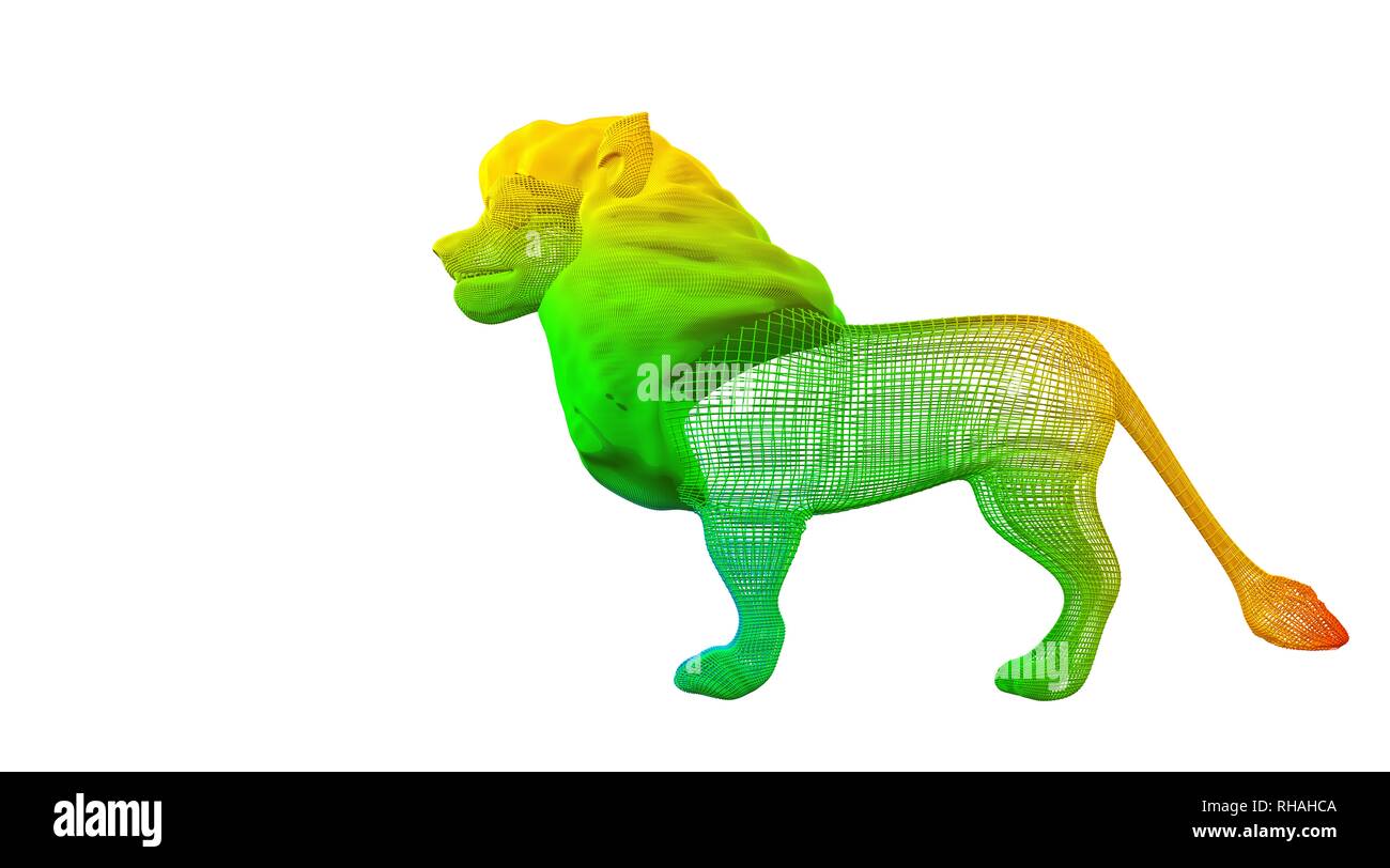 3D rendering di un delineato colorati animali arcobaleno su bianco Foto Stock