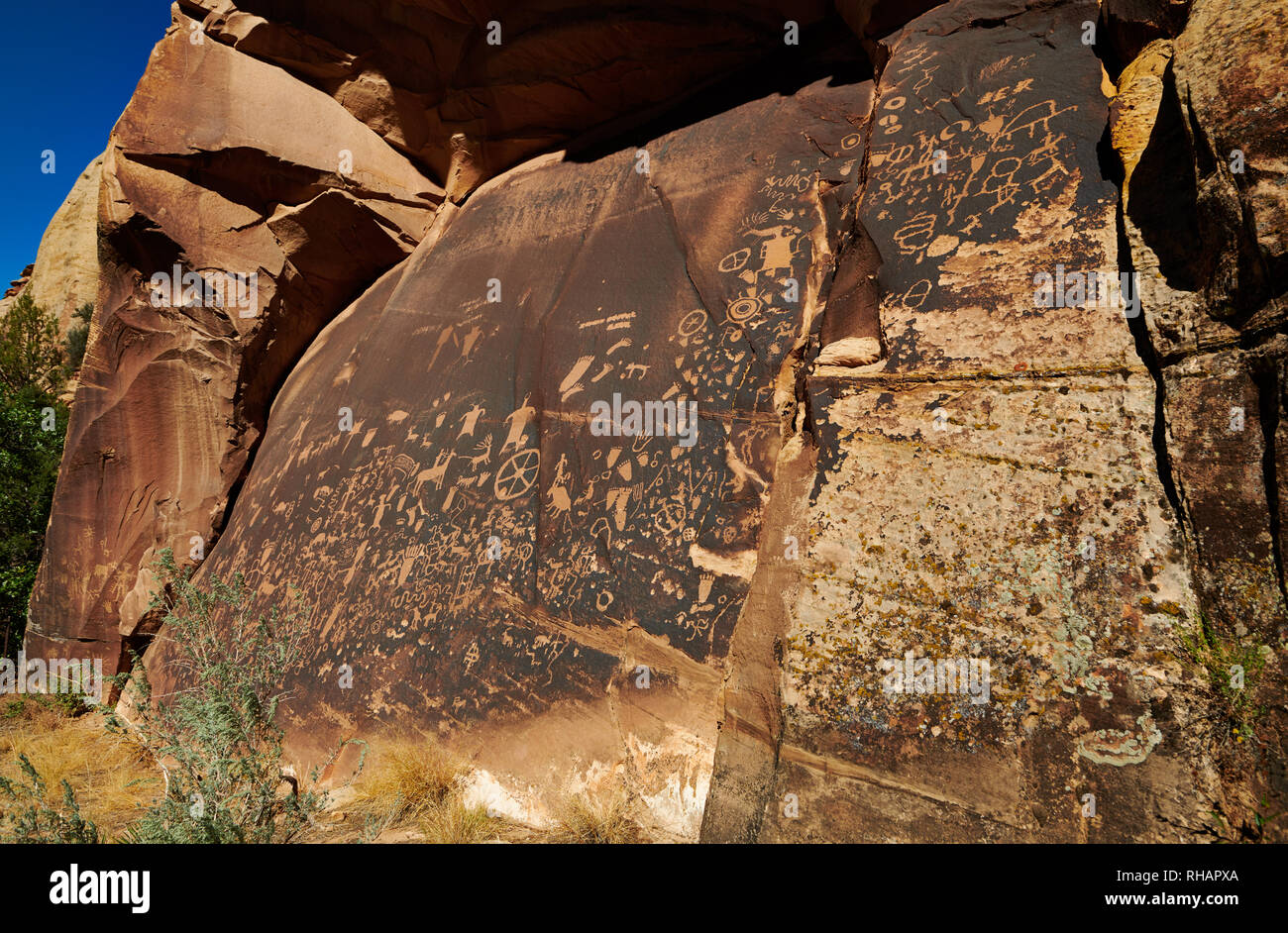 Newspaper Rock membro Monumento storico, Utah, Stati Uniti d'America, America del Nord Foto Stock