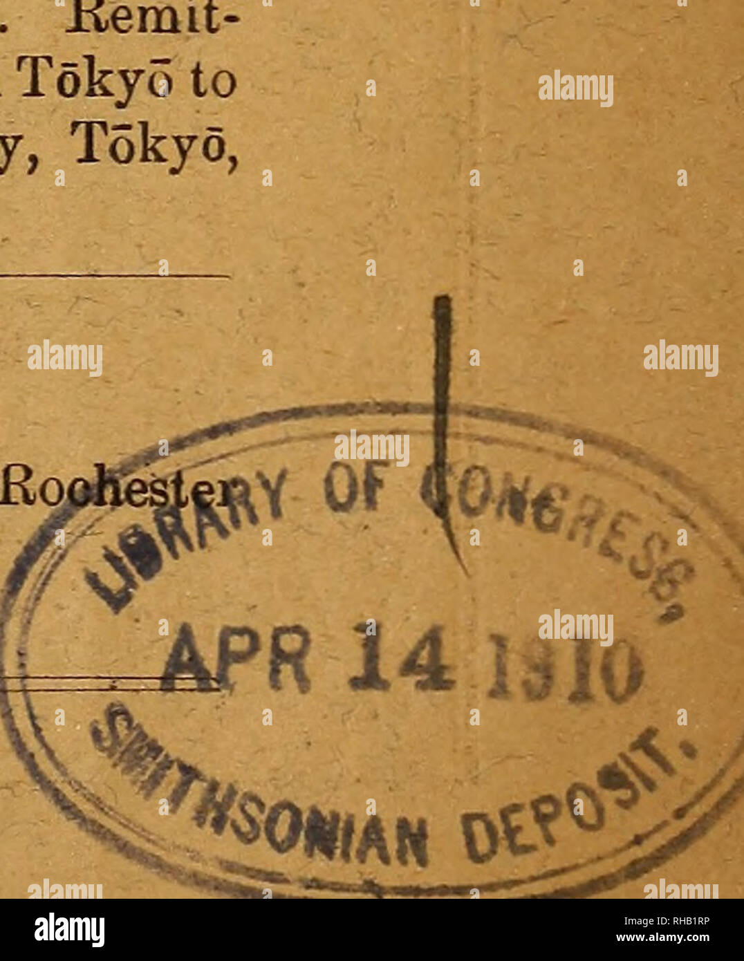 . La rivista botanico = Shokubutsugaku zasshi. Piante; Botanica. Vol XXIV. Febbraio 1910. N° 277. La rivista botanico- contenuti. Tahara, M :-ueber die Zahlder Chromosoraen von Crepis japonica Benth. (Hierzu TAF. II.) 23 Makino, T ?-osservazione sulla flora del Giappone. (Continua da pag. 22.) 28 Takeda, H ?-Nouvelles Calamagrostis du Japon 36 Articoli in giapponese :? Nakano, H ?-sulla distribuzione ecologica di piante lungo il fiume-banca del Middle-Tone (27) corrente letteratura :? Strasburger, E: -Meine Stellungnahme zur Frage der Pfropt- bastarde.-Harvey, ? L'azione di veleno su Chlamido Foto Stock