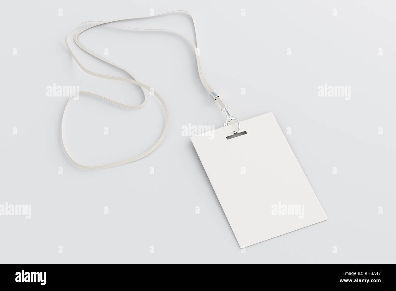 Blank identità ID card su sfondo bianco. 3d illustrazione Foto Stock