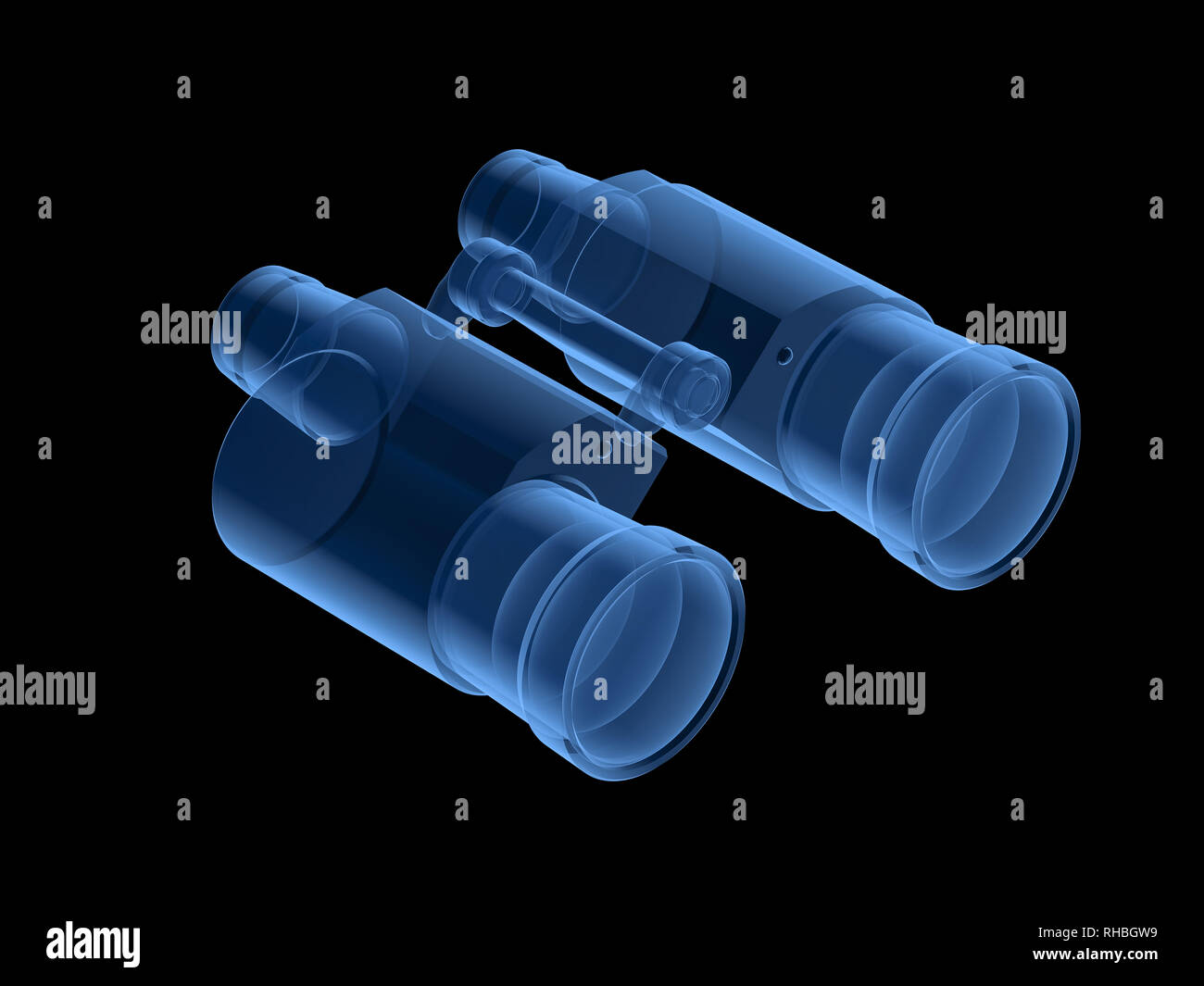 3D rendering x-ray binocolo isolati su sfondo nero Foto Stock