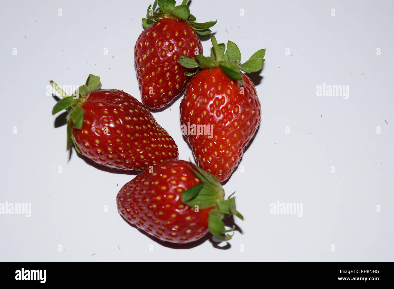 Ripe rosso dello Sri Lanka Fragola In sfondo bianco,fresche, fragola, frutti, cibo, bacche mature, organico, isolato, rosso, bianco, sfondo, succosa, guarire Foto Stock