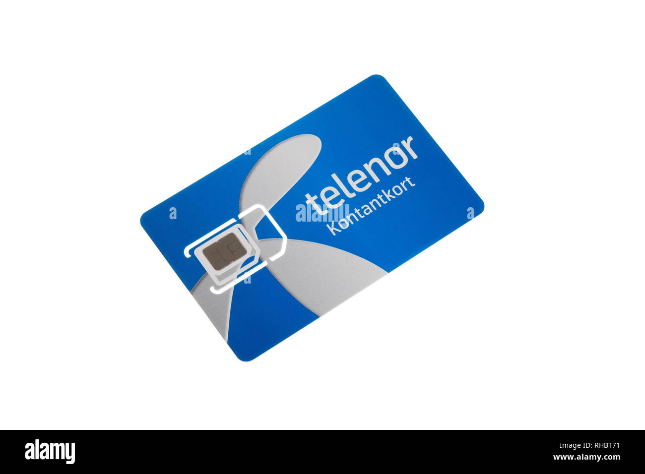 Stoccolma, Svezia - 1 Febbraio 2019: Uno Telenor cellulare carta prepagata per il mercato svedese come sembra nel febbraio 2019 Foto Stock