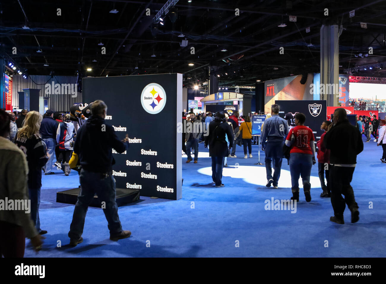 Atlanta, GA, Stati Uniti d'America. Il 1° febbraio 2019. Settimana di gioco con esperienza NFL al Super Bowl LIII presso il Georgia World Congress Center, Atlanta GA il 1 febbraio 2019. (Foto di Jevone Moore) Credito: csm/Alamy Live News Foto Stock