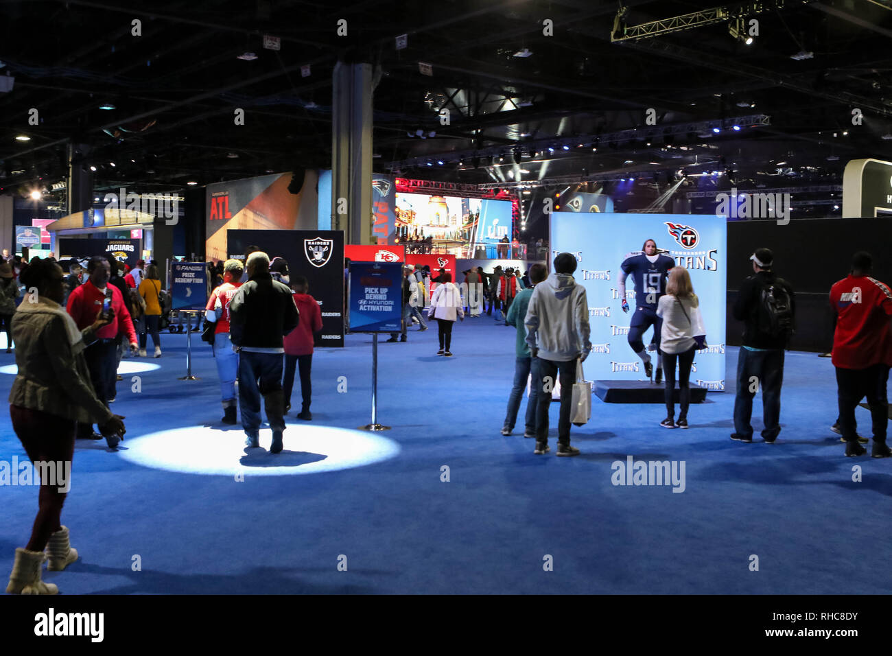 Atlanta, GA, Stati Uniti d'America. Il 1° febbraio 2019. Settimana di gioco con esperienza NFL al Super Bowl LIII presso il Georgia World Congress Center, Atlanta GA il 1 febbraio 2019. (Foto di Jevone Moore) Credito: csm/Alamy Live News Foto Stock
