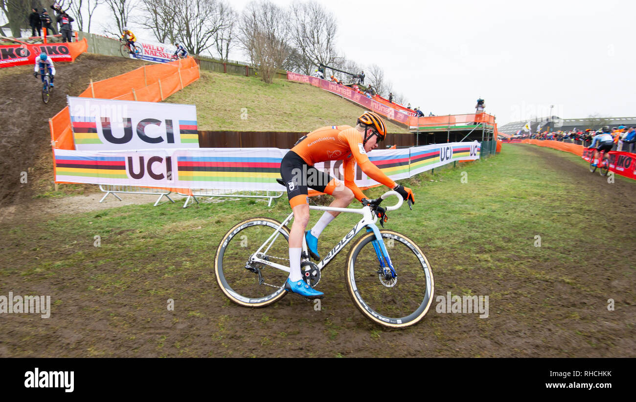 2° febbraio 2019. Bogense, Danimarca Worldchampionships Cyclecross Pim onderweg Ronhaar Credit: arancione foto vof/Alamy Live News Foto Stock