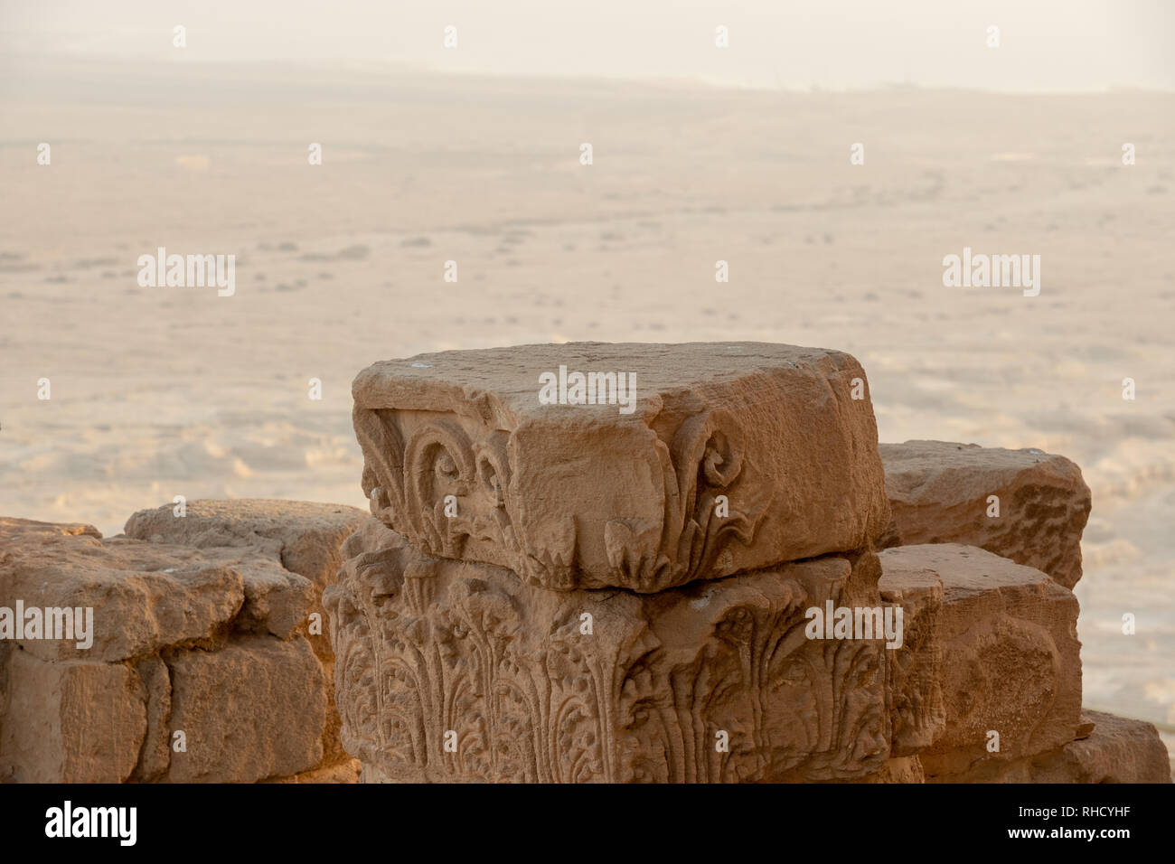 Pilastro a Masada Parco Nazionale Foto Stock
