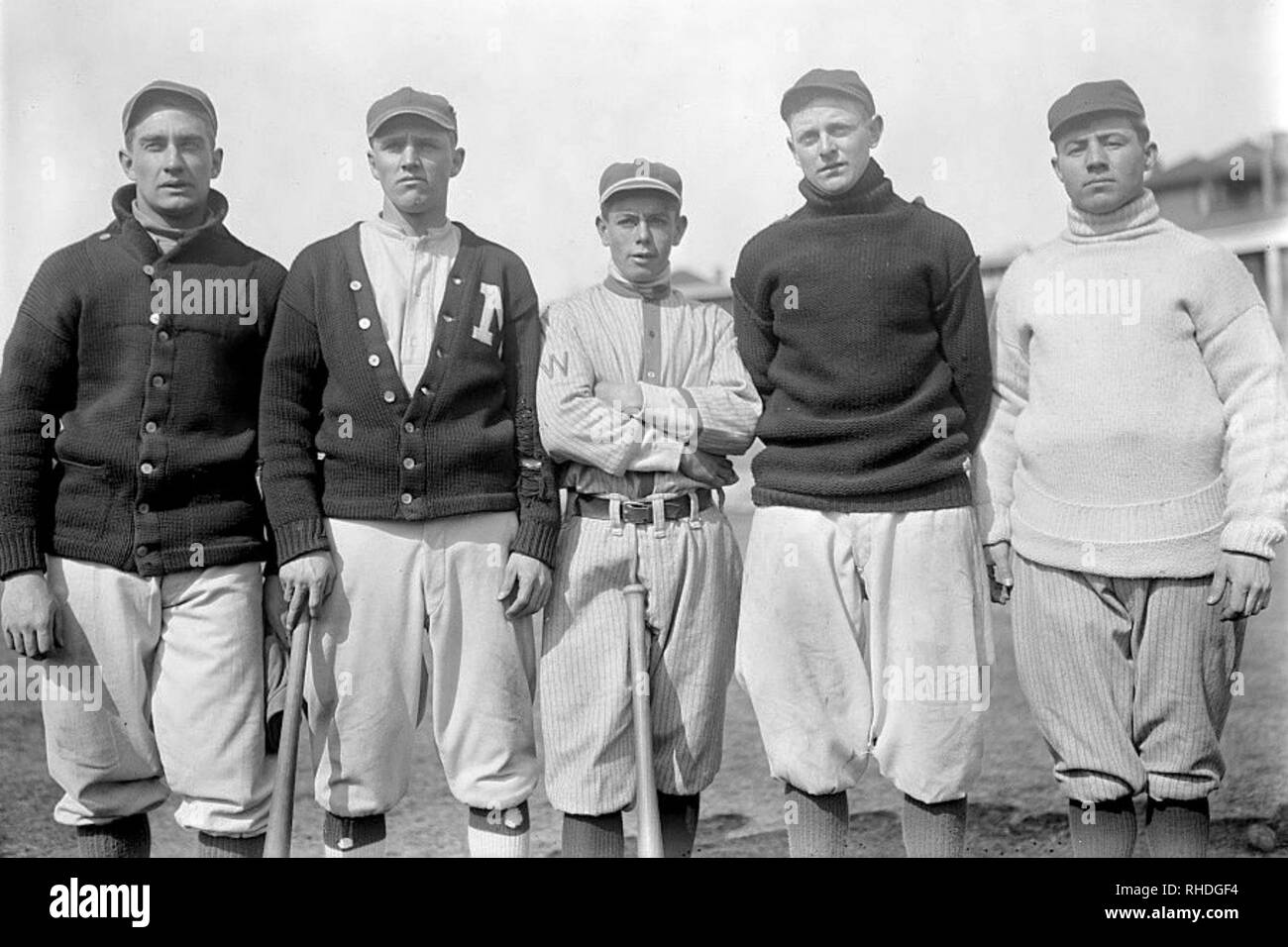 Robert Austin, Vic Bickers, Merito Acosta, Joe Gedeon e Al Scheer, Washington senatori, 1913. Foto Stock