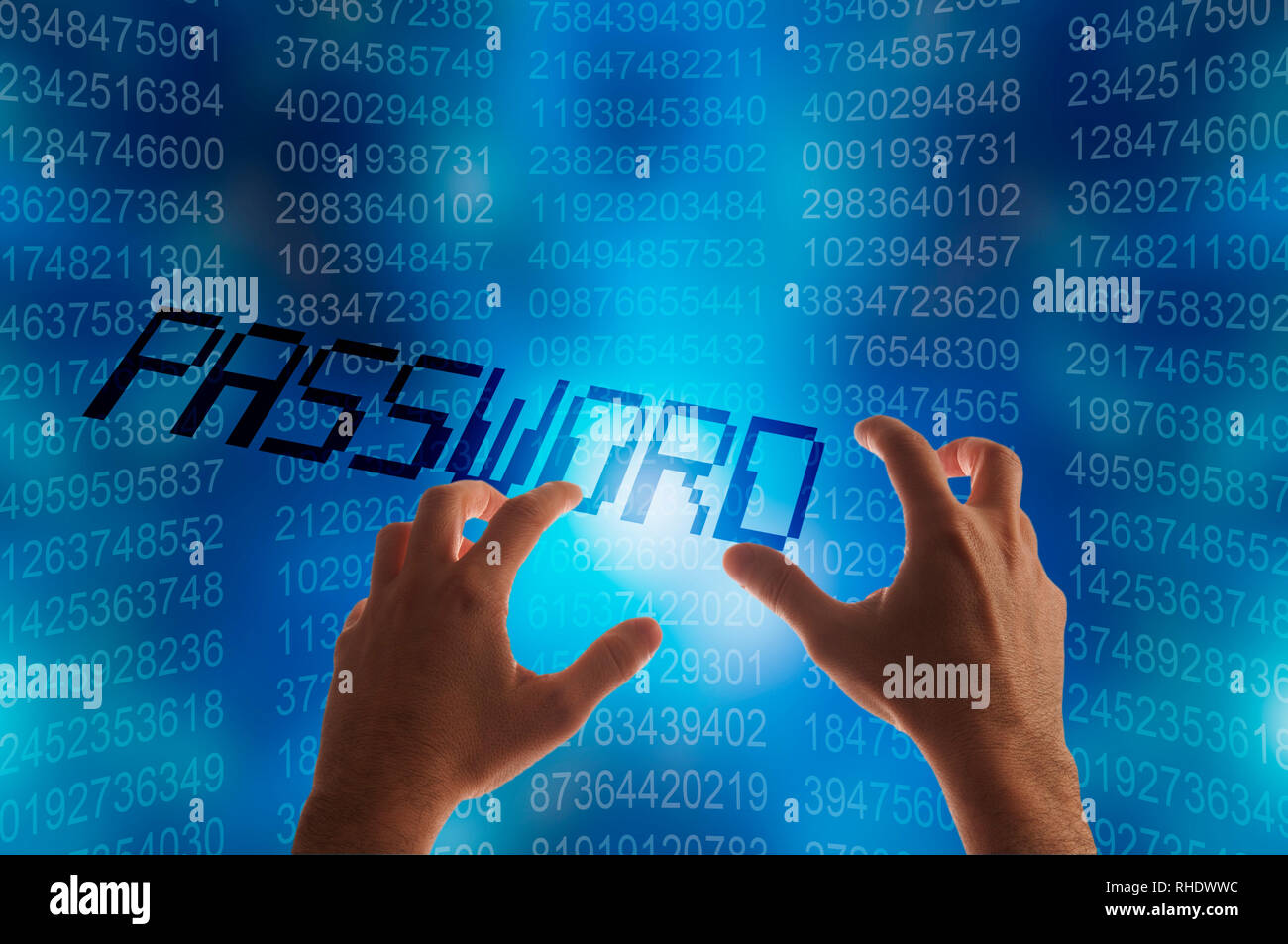 La password del computer furto concetto, crescente preoccupazione circa la sicurezza della password in internet Foto Stock