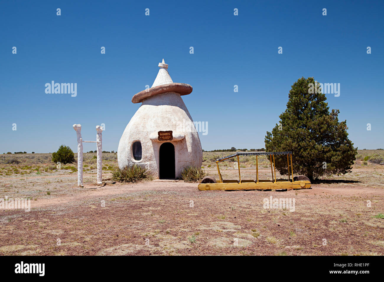 Città di bedrock in Arizona. Un retrò Flinstones parco a tema situato sulla strada statale 101 tra Williams e il Grand Canyon. Chiuso in gennaio 2019. Foto Stock