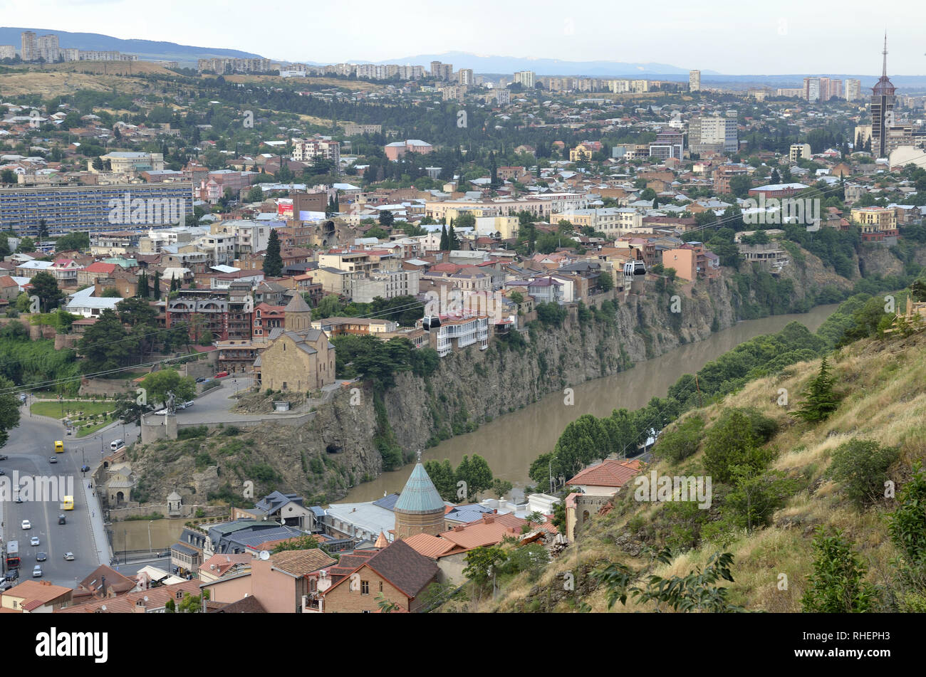 Fiume Kura a Tbilisi, Georgia Foto Stock